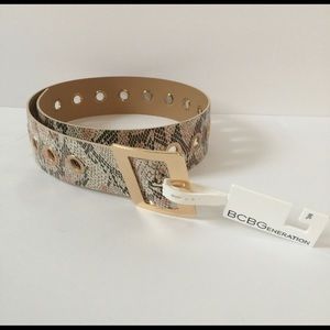 BCBGeneration Faux Snakeskin Wide Grommet Belt